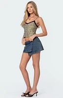 Edikted Leopard Printed Lace Trim Tank Top