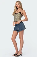 Edikted Leopard Printed Lace Trim Tank Top