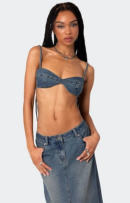 Edikted Lassy Washed Denim Bralette