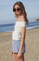 John Galt 28 Bonnie Off-The-Shoulder Crop Top