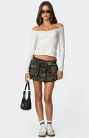 Edikted Camo Belted Bubble Mini Skort