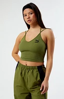 Puma Olive Classics Ribbed Crop Top