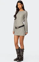 Edikted Boat Neck Crochet Mini Dress