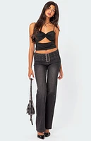 Edikted Twist Front Gathered Cutout Tank Top