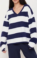 LA Hearts Striped V-Neck Sweater