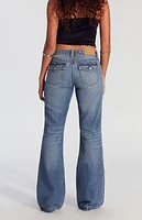 Pacsun Jade Low Rise Button Pocket Bootcut Jeans Medium Indigo