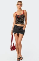 Edikted Exposed Pockets Low Rise Denim Shorts