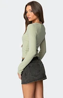 Edikted Jayde Ribbed Henley Top