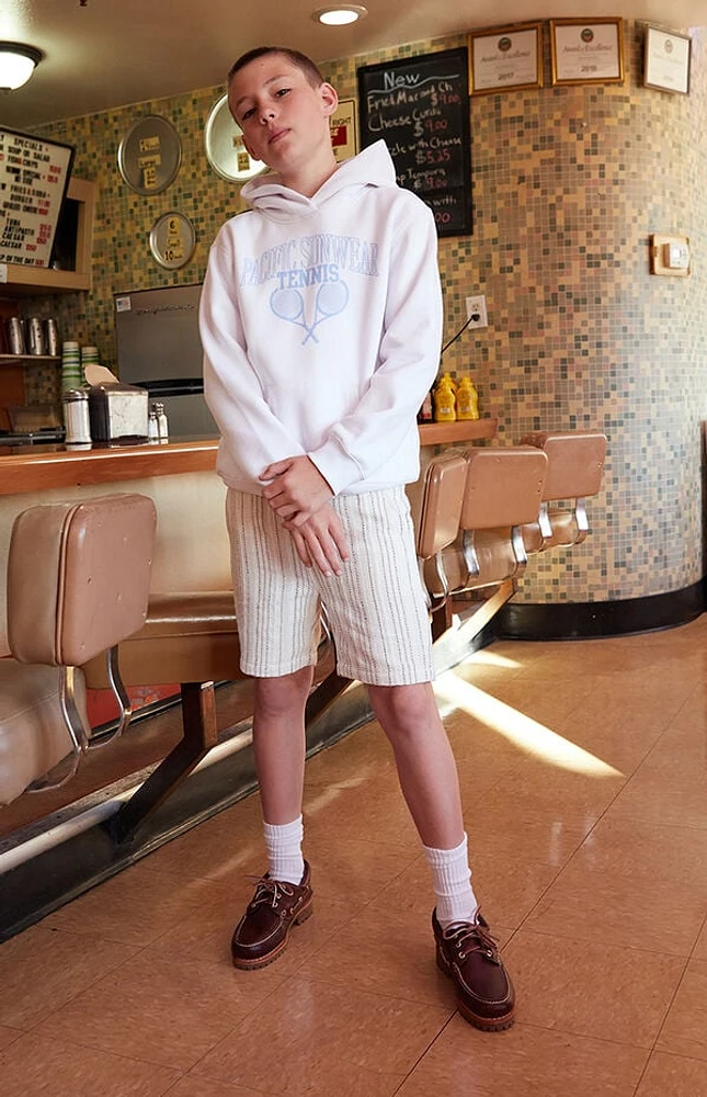 Pacsun Kids Cream Striped Linen Volley Shorts
