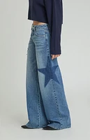 Pacsun Medium Indigo Rhinestone Star Low Rise Baggy Jeans