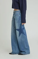 PacSun Medium Indigo Rhinestone Star Low Rise Baggy Jeans