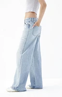 PacSun Casey Light Indigo Ripped Low Rise Baggy Jeans