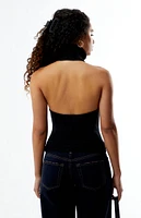 WEWOREWHAT Open Back Halter Sweater Top