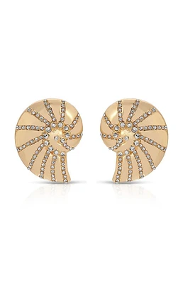 Ettika Crystal Studded Nautilus Shell Earrings