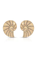 Ettika Crystal Studded Nautilus Shell Earrings