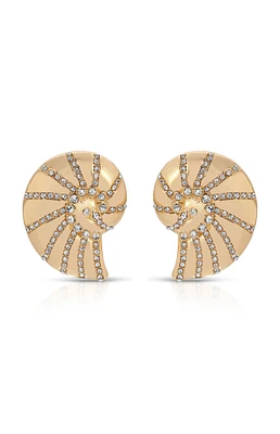 Ettika Crystal Studded Nautilus Shell Earrings