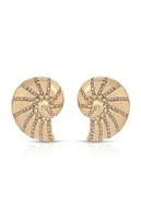 Ettika Crystal Studded Nautilus Shell Earrings