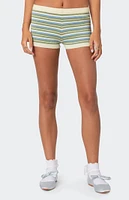 Edikted Scalloped & Striped Knit Shorts