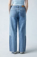 PacSun Medium Indigo Paneled Casey Low Rise Baggy Jeans