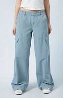 Blue E-Waist Low Rise Baggy Cargo Pants