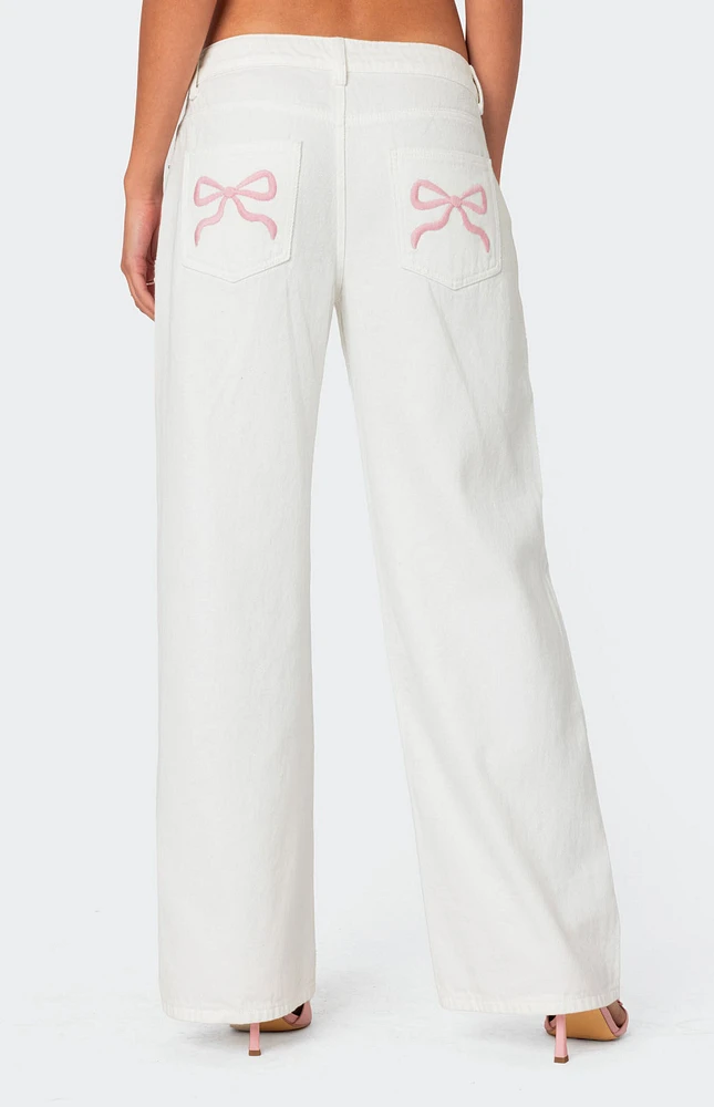 Bow Pocket Relaxed Jeans