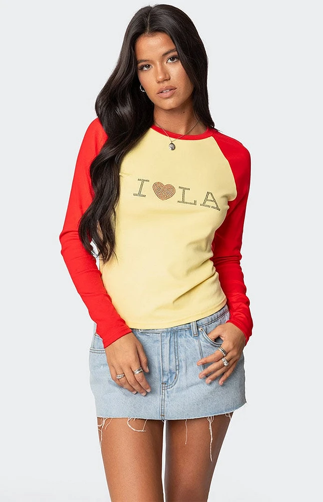 Edikted La Baby Raglan Long Sleeve T-Shirt