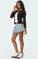 Edikted Elyssa Pleated Denim Mini Skort