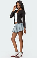 Edikted Elyssa Pleated Denim Mini Skort