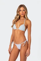 Edikted Didi Distressed Denim Triangle Bikini Top