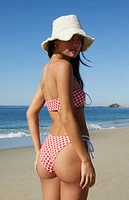 Pacsun Red Cherry Gingham Karly Bandeau Bikini Top