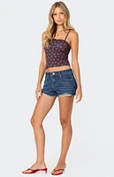 Edikted Fern Mid Rise Denim Shorts