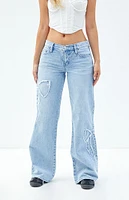 PacSun Casey Light Indigo Bow Low Rise Baggy Jeans