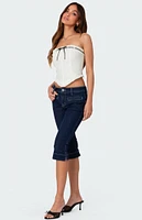 Edikted Contrast Stitch Capri Jeans