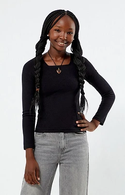 Pacsun Kids Solid Long Sleeve Ribbed Top