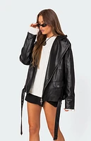 Edikted Wrenley Oversized Faux Leather Jacket