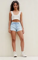 PacSun Light Indigo High Waisted Relaxed Denim Shorts