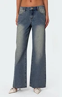 Edikted Magda Low Rise Acid Wash Jeans