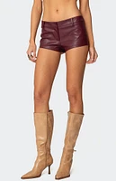 Edikted Melaney Faux Leather Micro Shorts