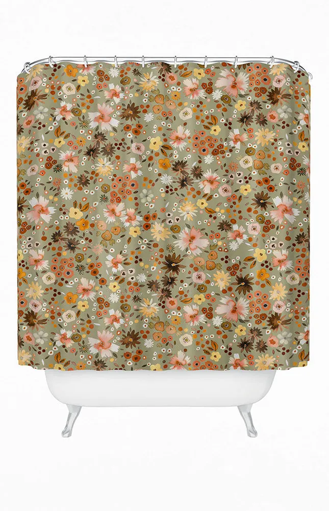 Green Flower Shower Curtain