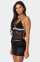 Edikted Sheer Lace Open Back Tank Top