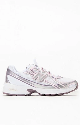 New Balance White & Pink 740 Sneakers