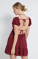 LA Hearts Dainty Trim Tie Back Mini Dress