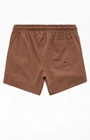 Pacsun Sail Brown Seersucker 4.5'' Swim Trunks
