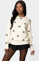 Edikted Satin Bow Oversized Sweater