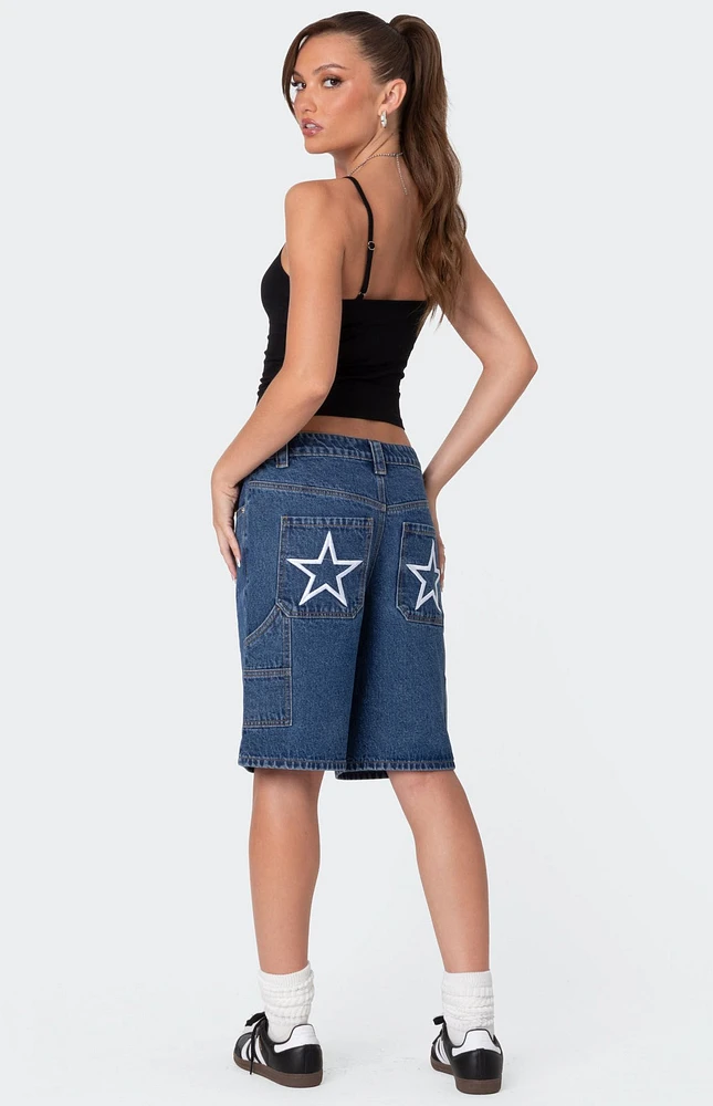 Edikted Stargirl Denim Bermuda Shorts