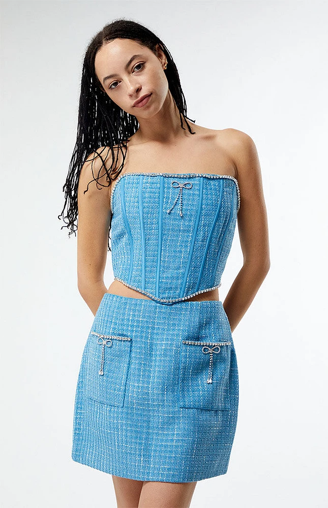 Glamorous Blue Woven Corset Top