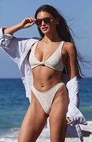 Pacsun Floral Olive Scoop High Cut Bikini Bottom