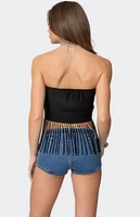 Edikted Jenna Sequin Fringe Wrap Top