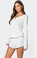 Edikted Chelsey Button Up Pointelle Top