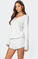 Edikted Chelsey Button Up Pointelle Top